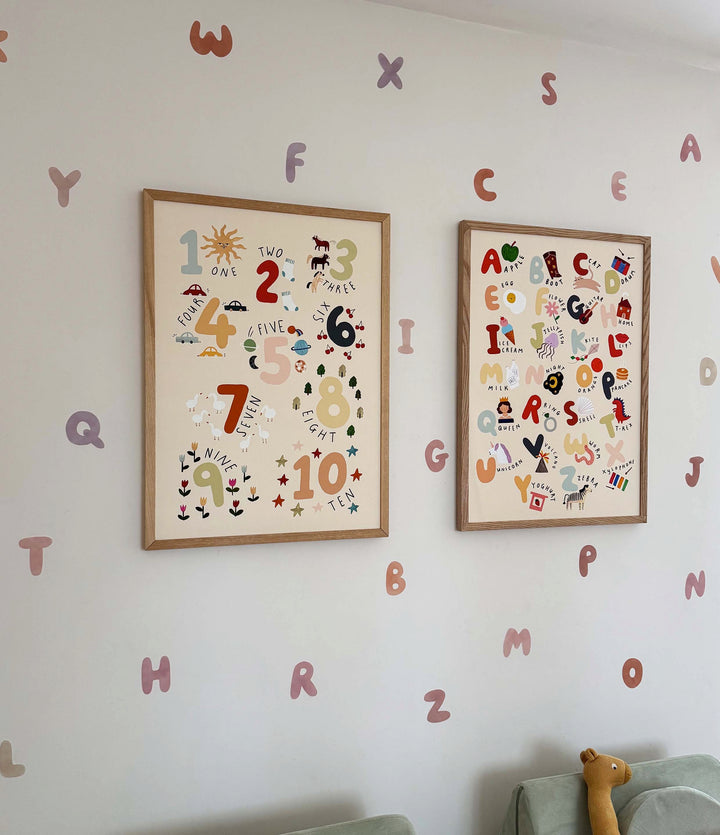 Alphabet in Warm Bloom / Fabric Wall Stickers