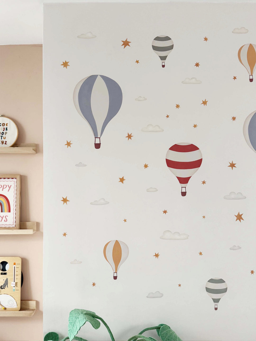 Hot Air Balloons - Bright / Fabric Wall Stickers