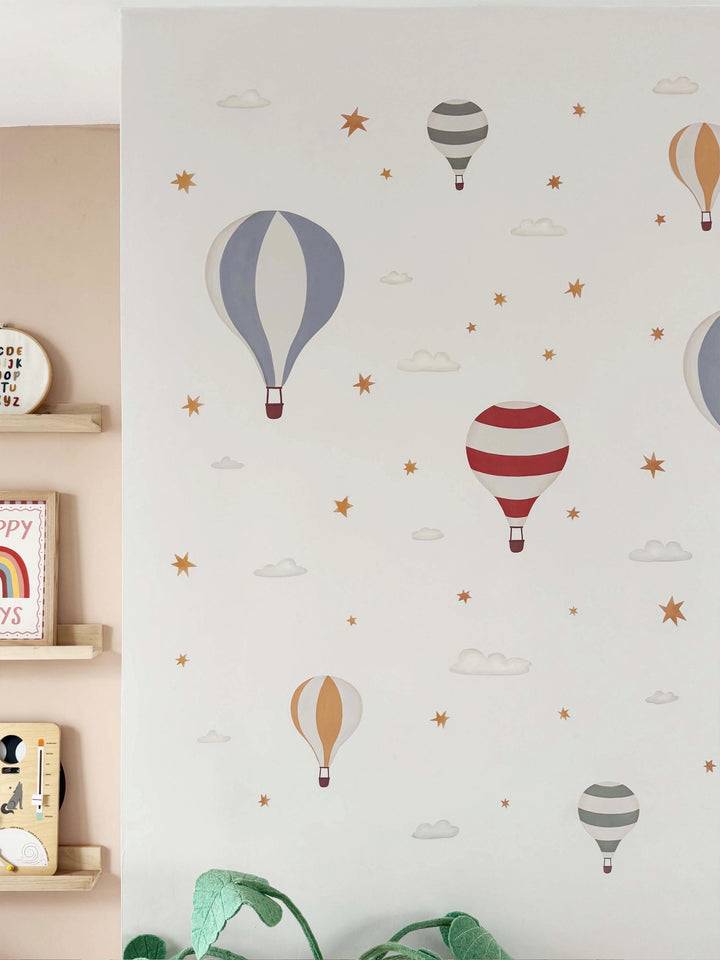 Hot Air Balloons - Bright / Fabric Wall Stickers