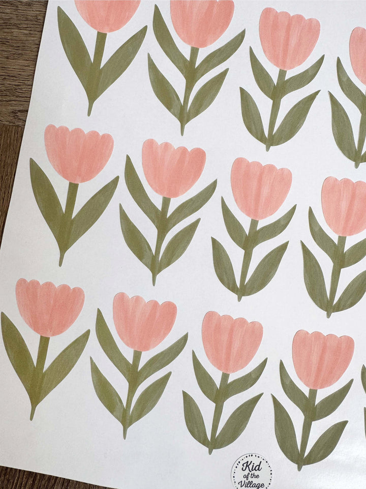 Pink Tulips / Fabric Wall Stickers