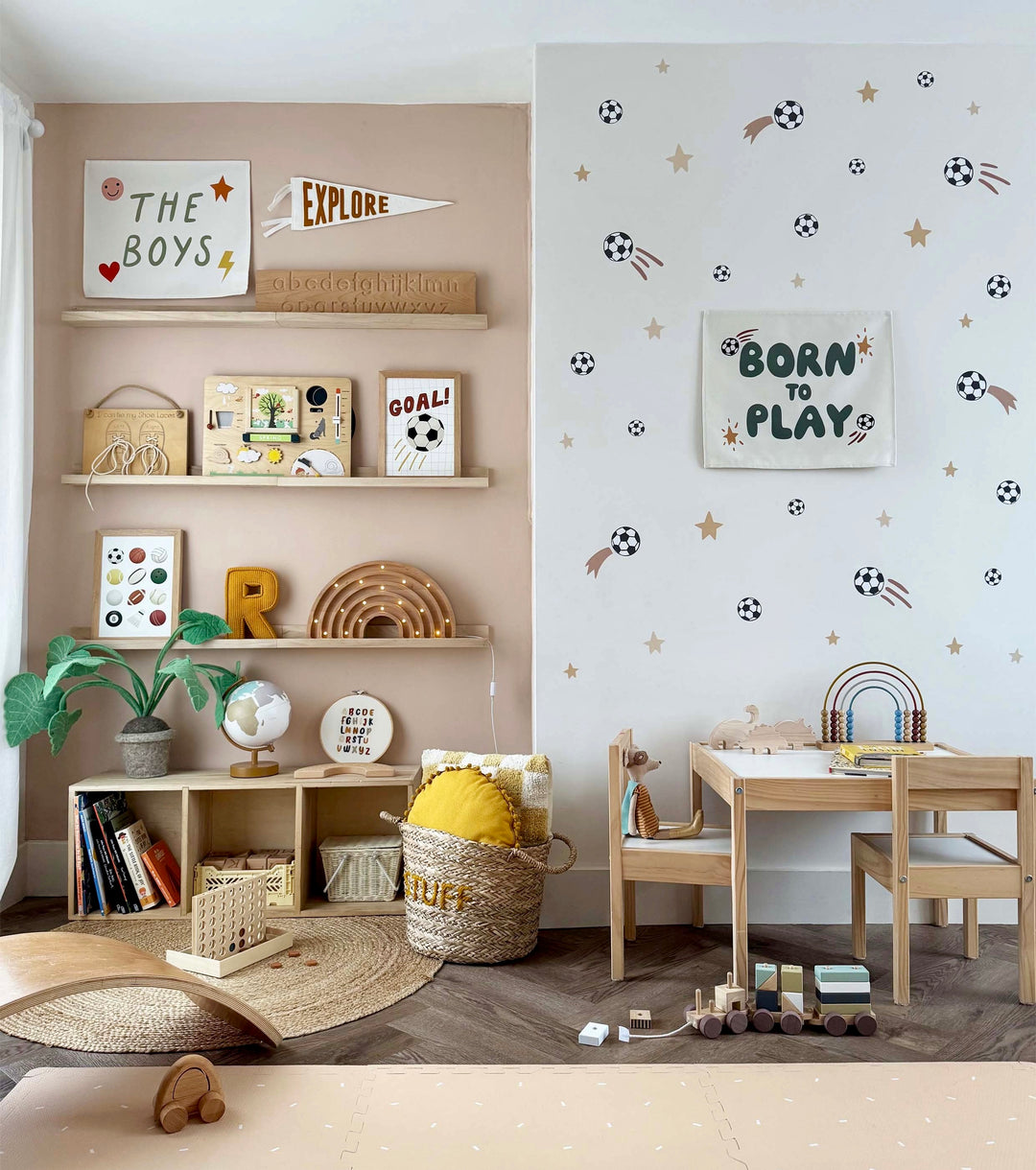 Football and Stars / Fabric Wall Stickers