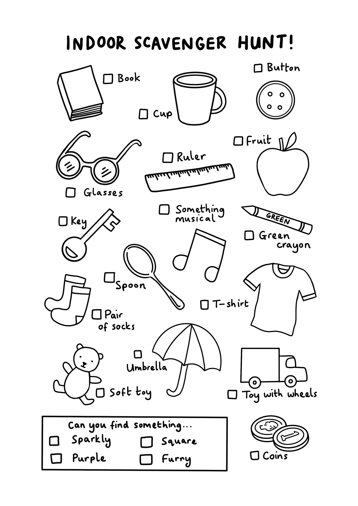 Indoor Scavenger Hunt Printable