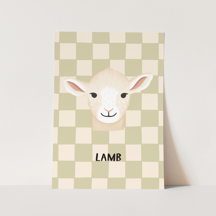 Lamb check in sage / Fine Art Print
