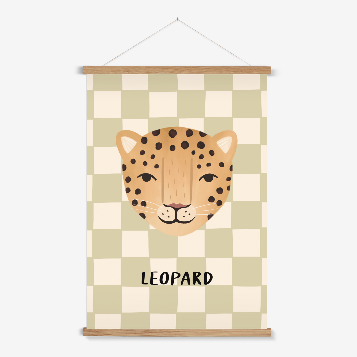 Leopard check in sage / Print with Hanger