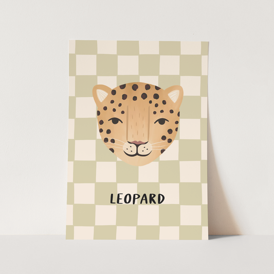 Leopard check in sage / Fine Art Print