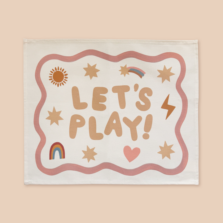 Let's Play banner with pink border