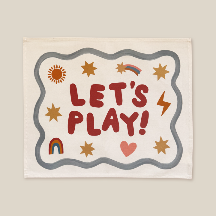 Let's Play banner with blue border