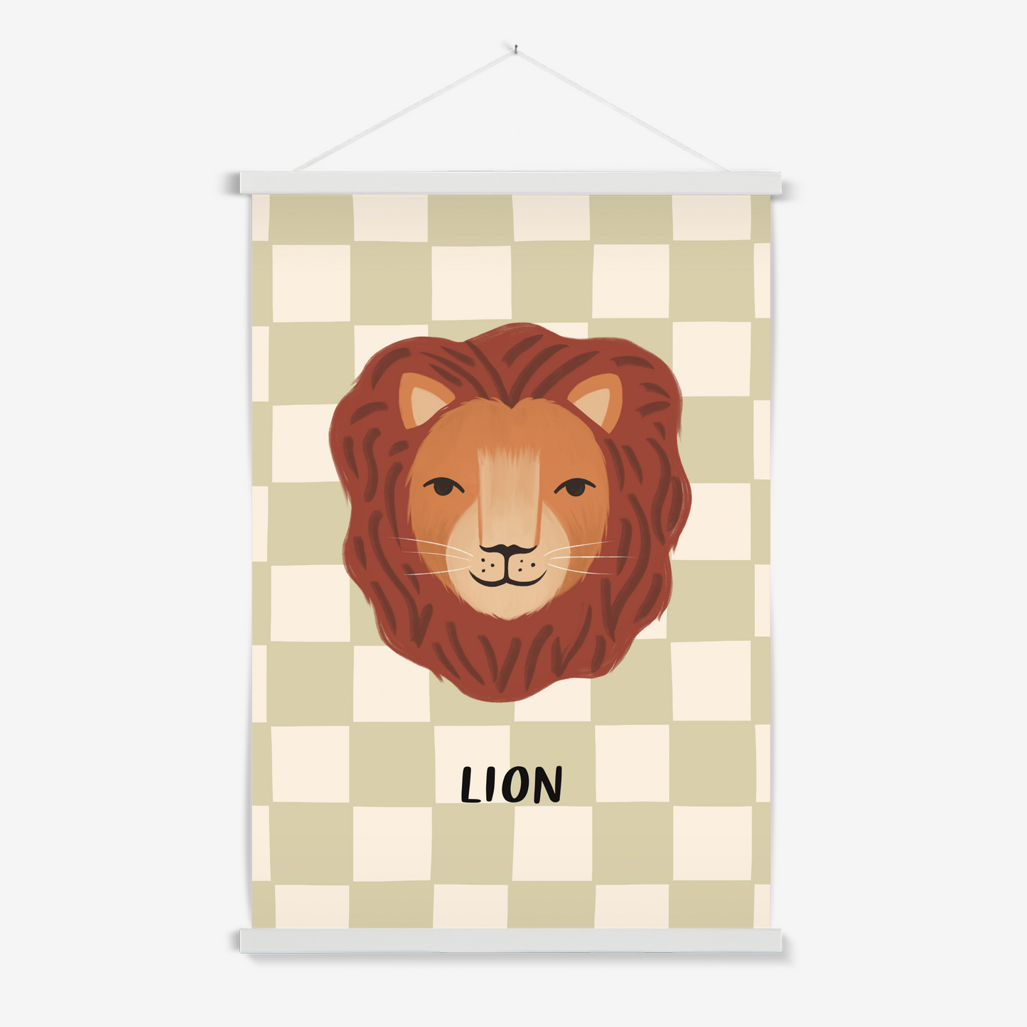 Lion check in sage / Print with Hanger