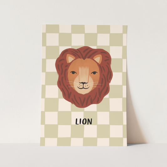 Lion check in sage / Fine Art Print