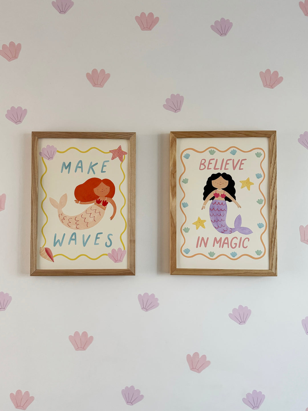 Pink & Lilac Shells / Fabric Wall Stickers