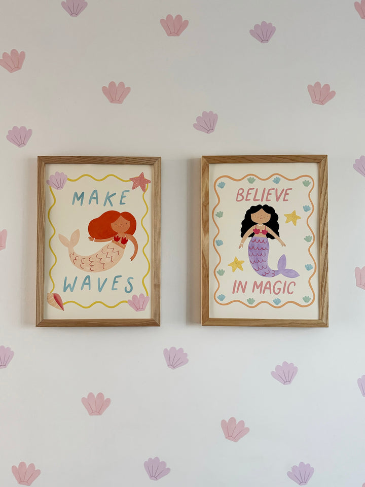 Pink & Lilac Shells / Fabric Wall Stickers