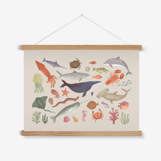 Ocean Life in stone / Print with Hanger