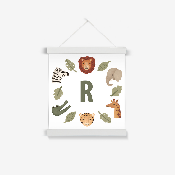 Personalised Animal Safari in white / Print with Hanger