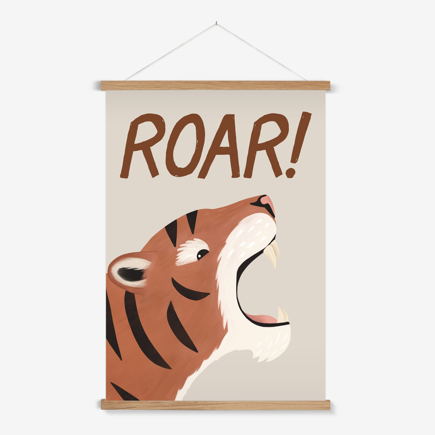Roar Tiger in stone / Print with Hanger