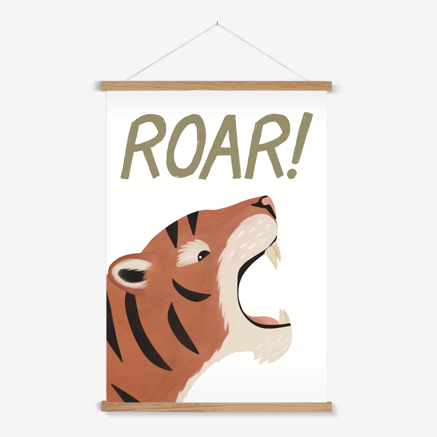 Roar Tiger in white / Print with Hanger