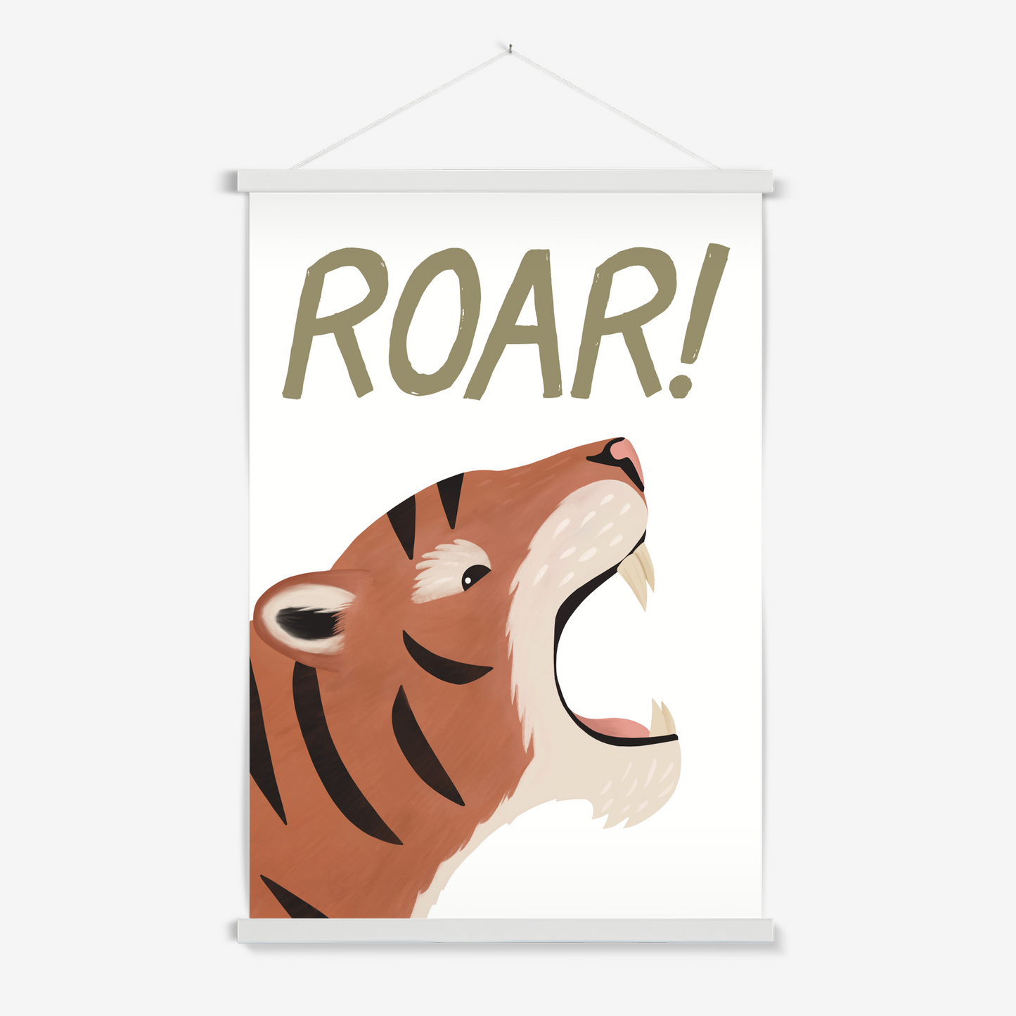 Roar Tiger in white / Print with Hanger