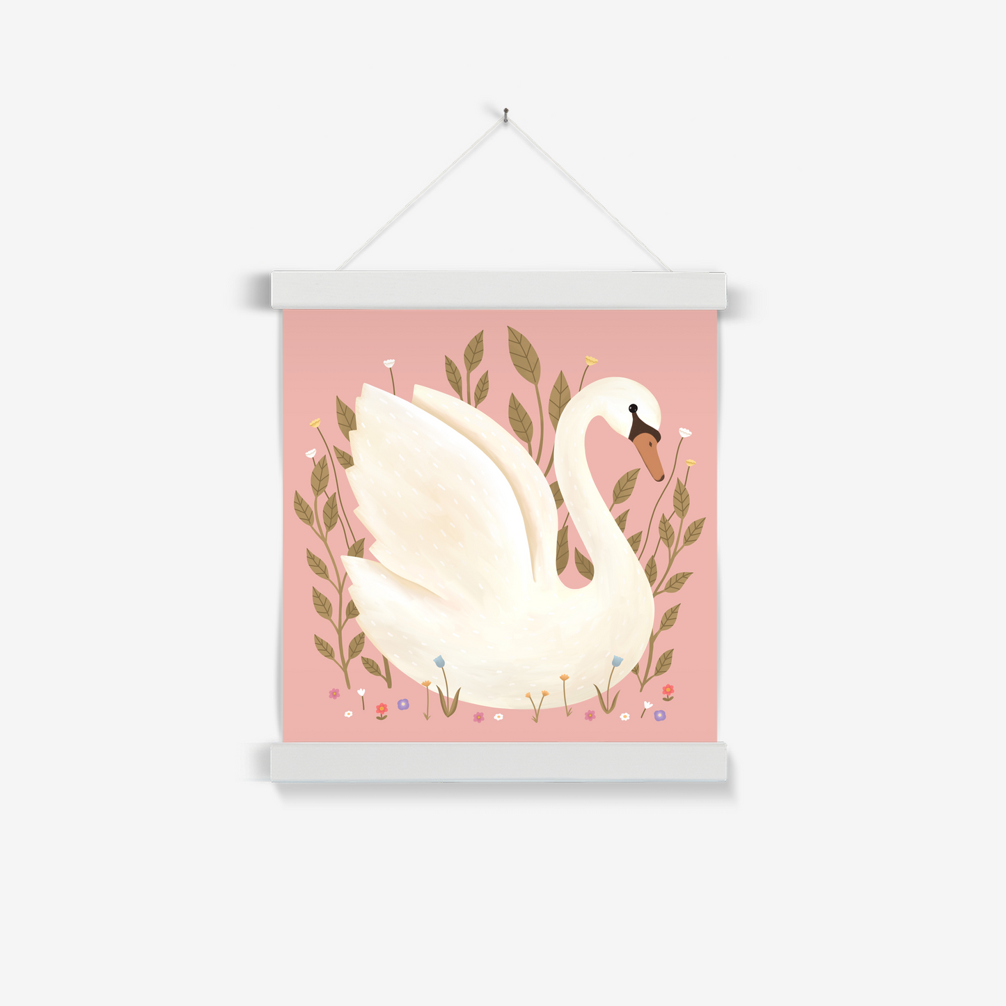 Swan in pink / Print with Hanger