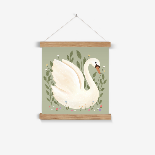Swan in sage / Print with Hanger