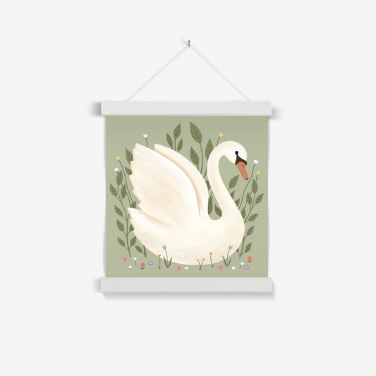 Swan in sage / Print with Hanger