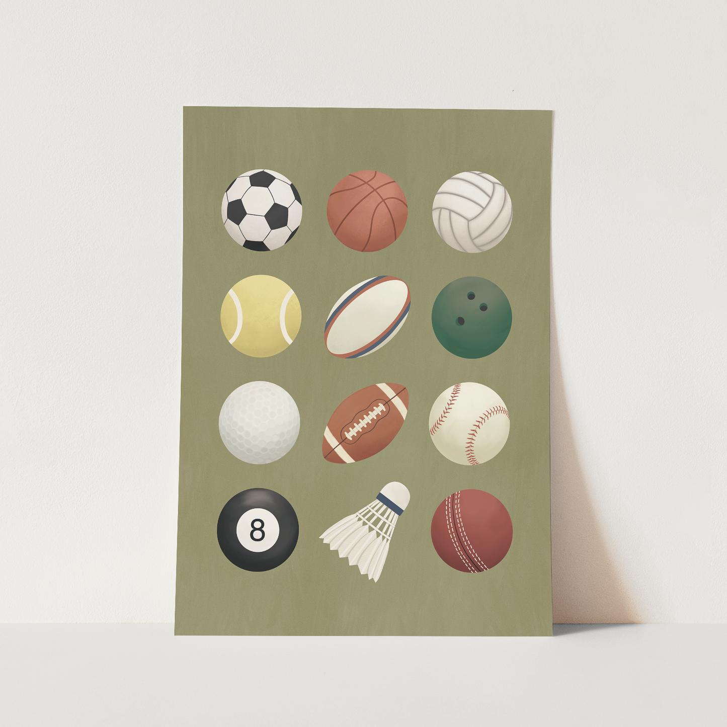 Sports balls in green / Fine Art Print