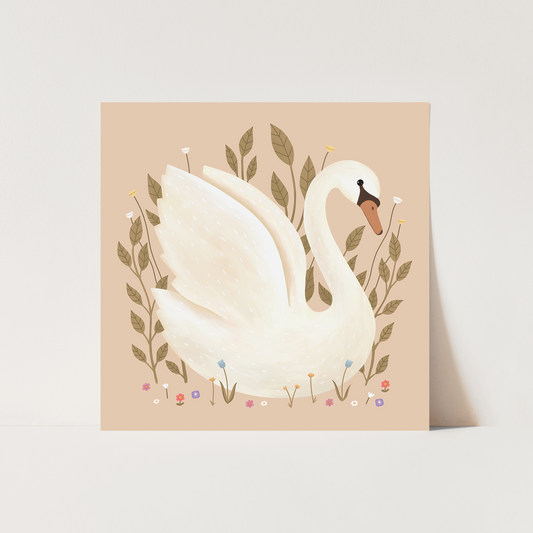 Swan in peach / Fine Art Print