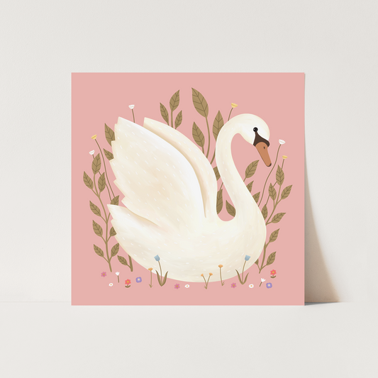 Swan in pink / Fine Art Print