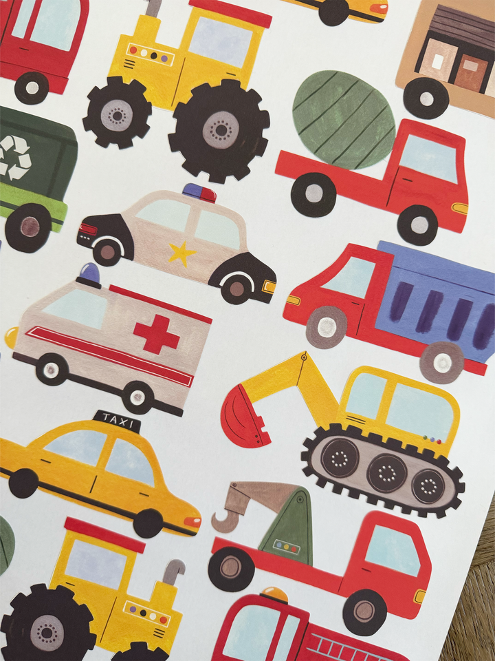 Working Vehicles (US) / Fabric Wall Stickers