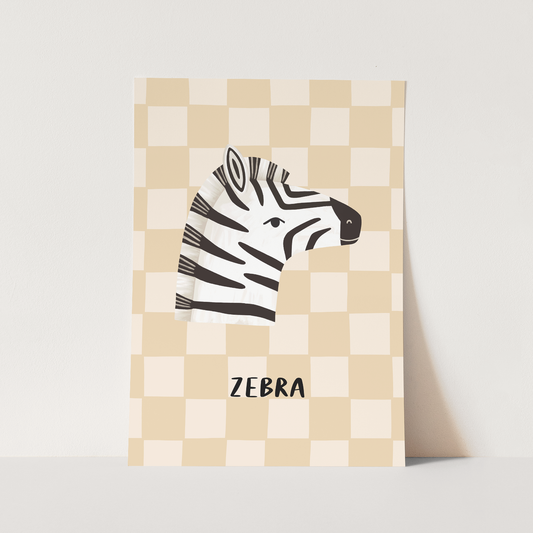 Zebra check in beige / Fine Art Print