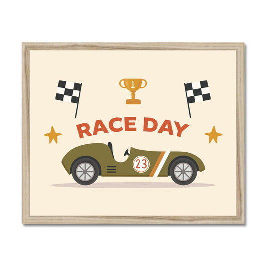 Race Day in green / Framed Print