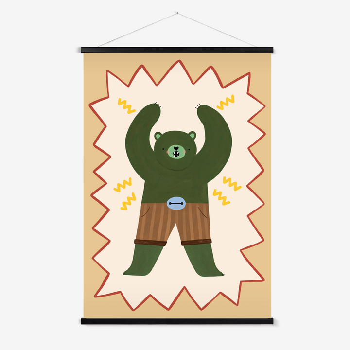 Mighty Cub Superhero / Print with Hanger