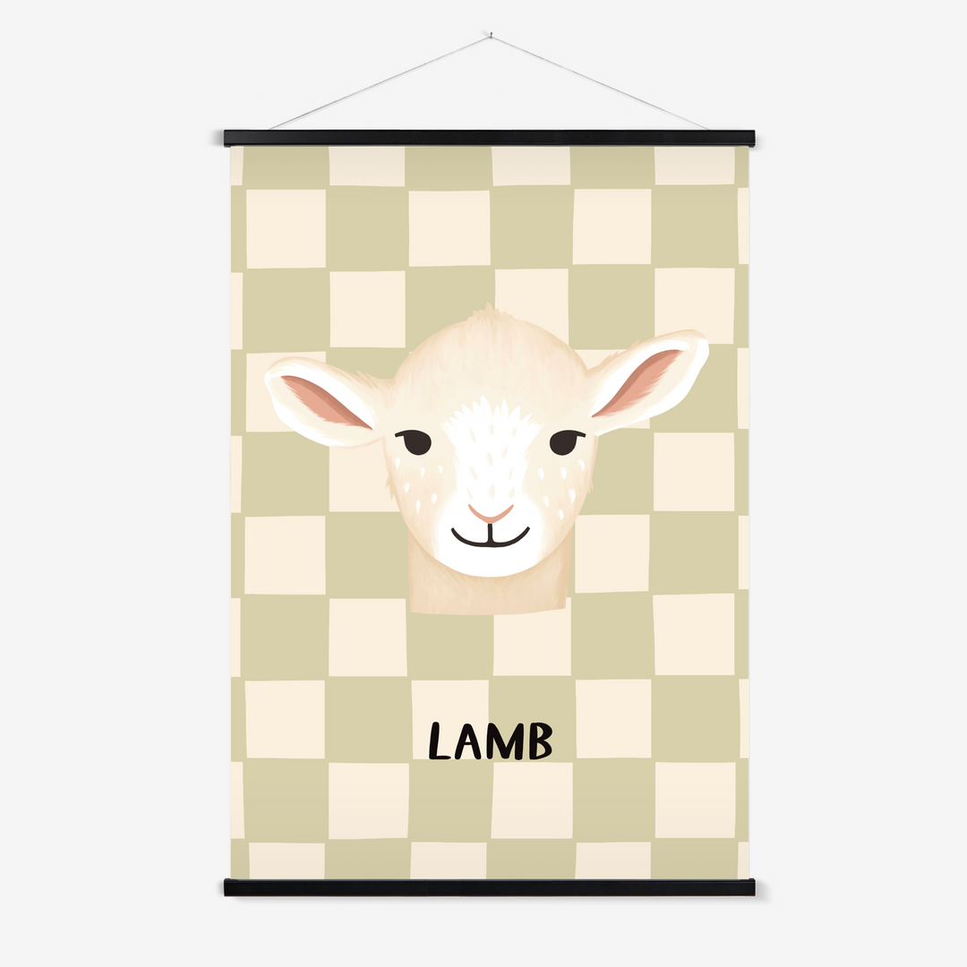 Lamb check in sage / Print with Hanger