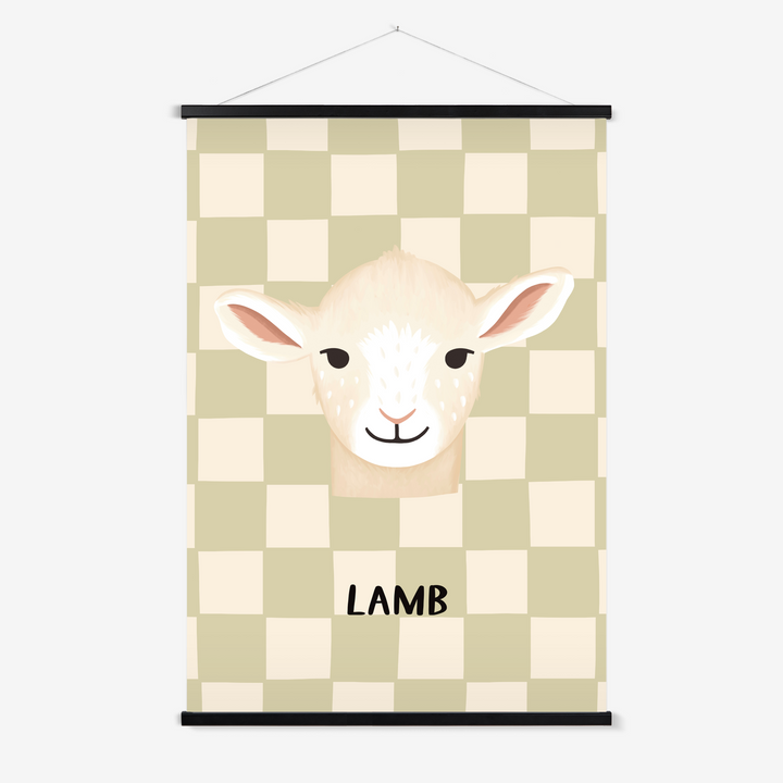 Lamb check in sage / Print with Hanger