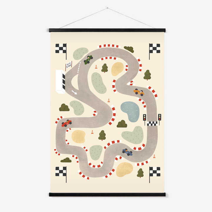 Race Track in light cream / Print with Hanger