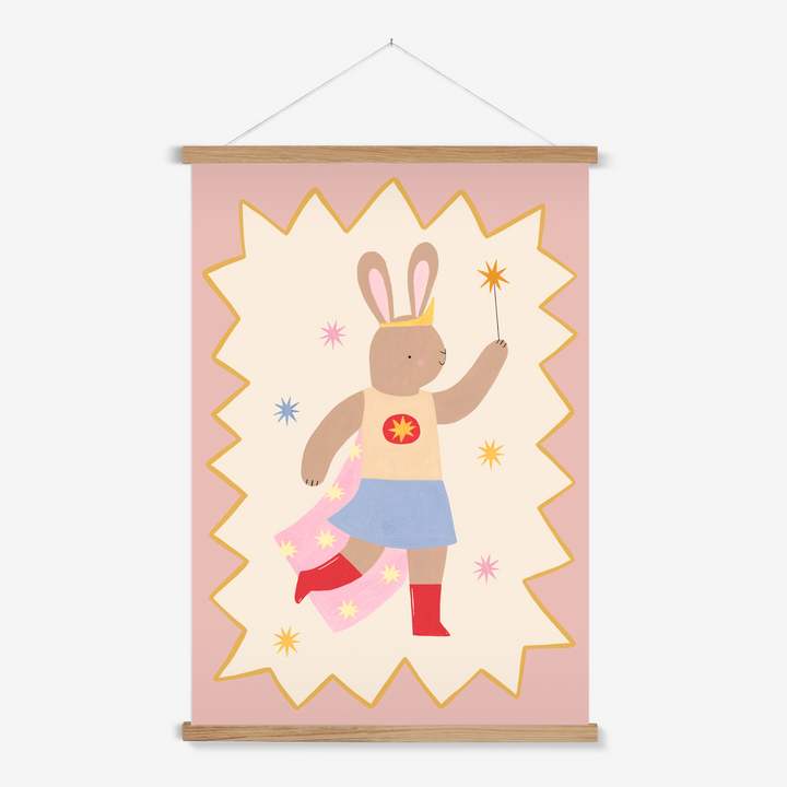 Star Bunny Superhero / Print with Hanger