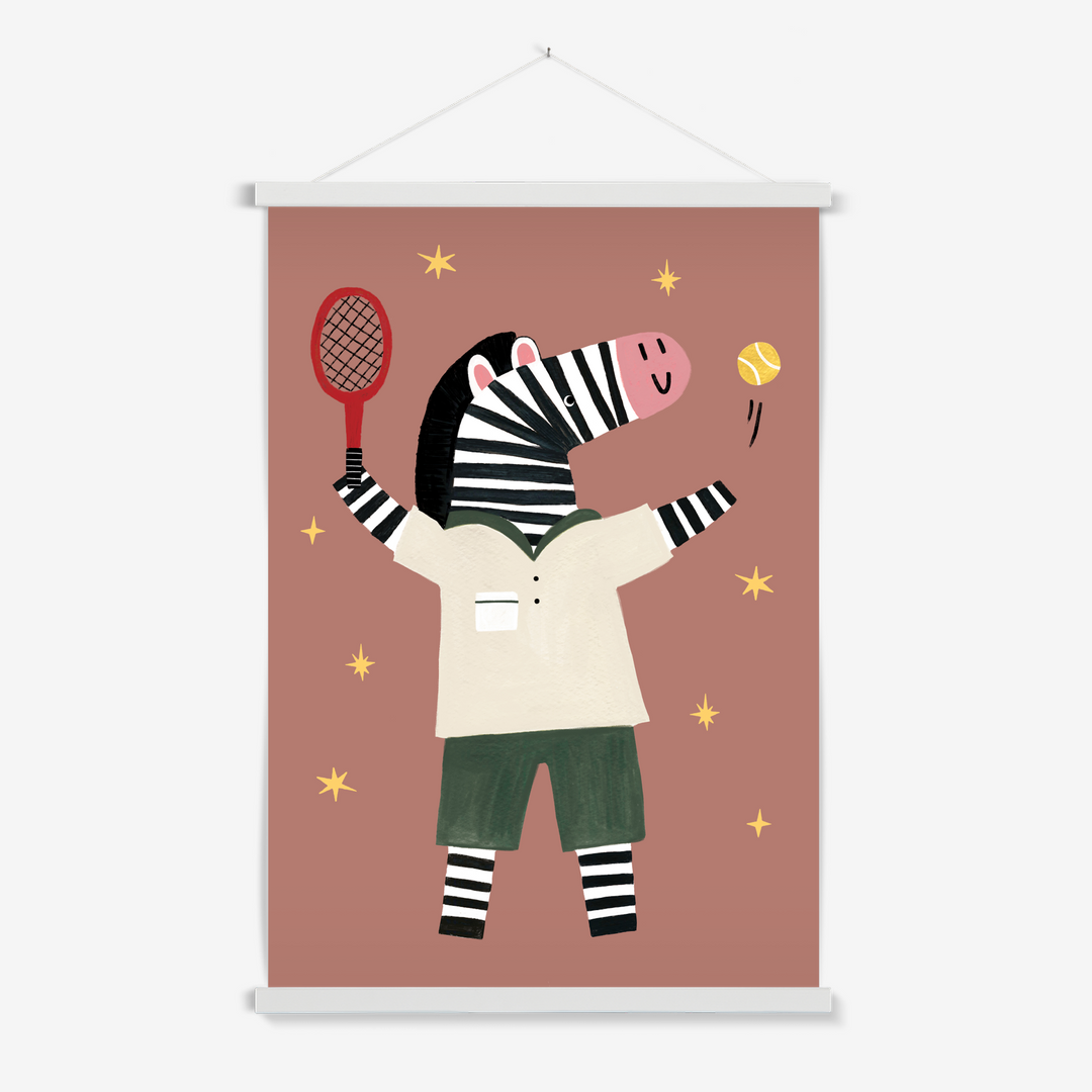 Game, Set, Zebra / Print with Hanger