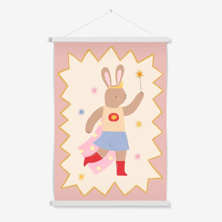 Star Bunny Superhero / Print with Hanger