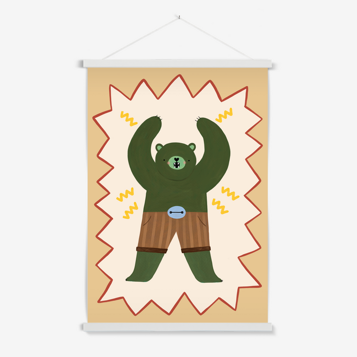Mighty Cub Superhero / Print with Hanger