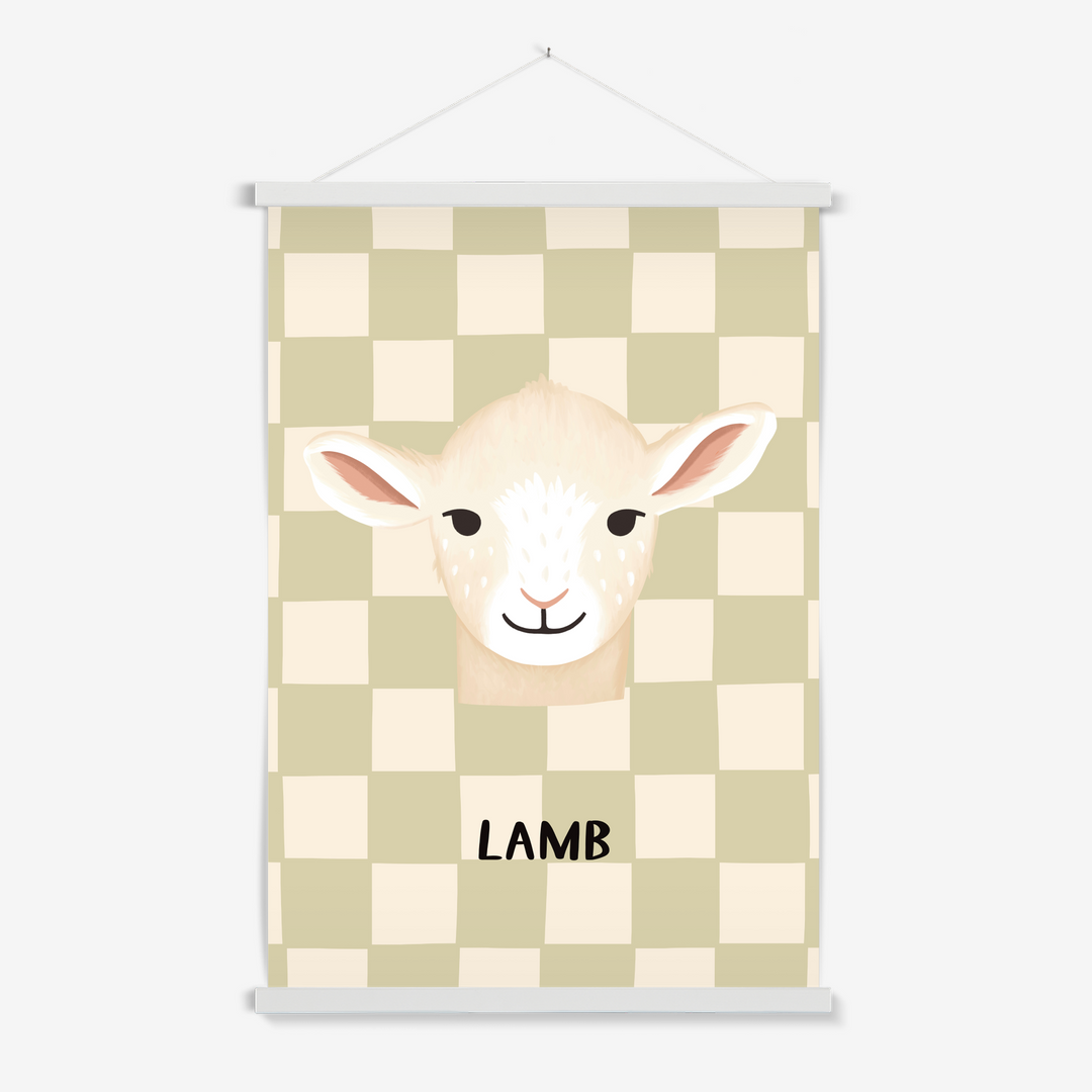 Lamb check in sage / Print with Hanger