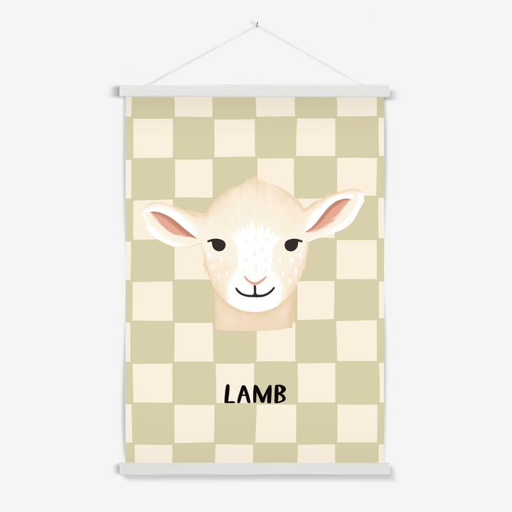 Lamb check in sage / Print with Hanger