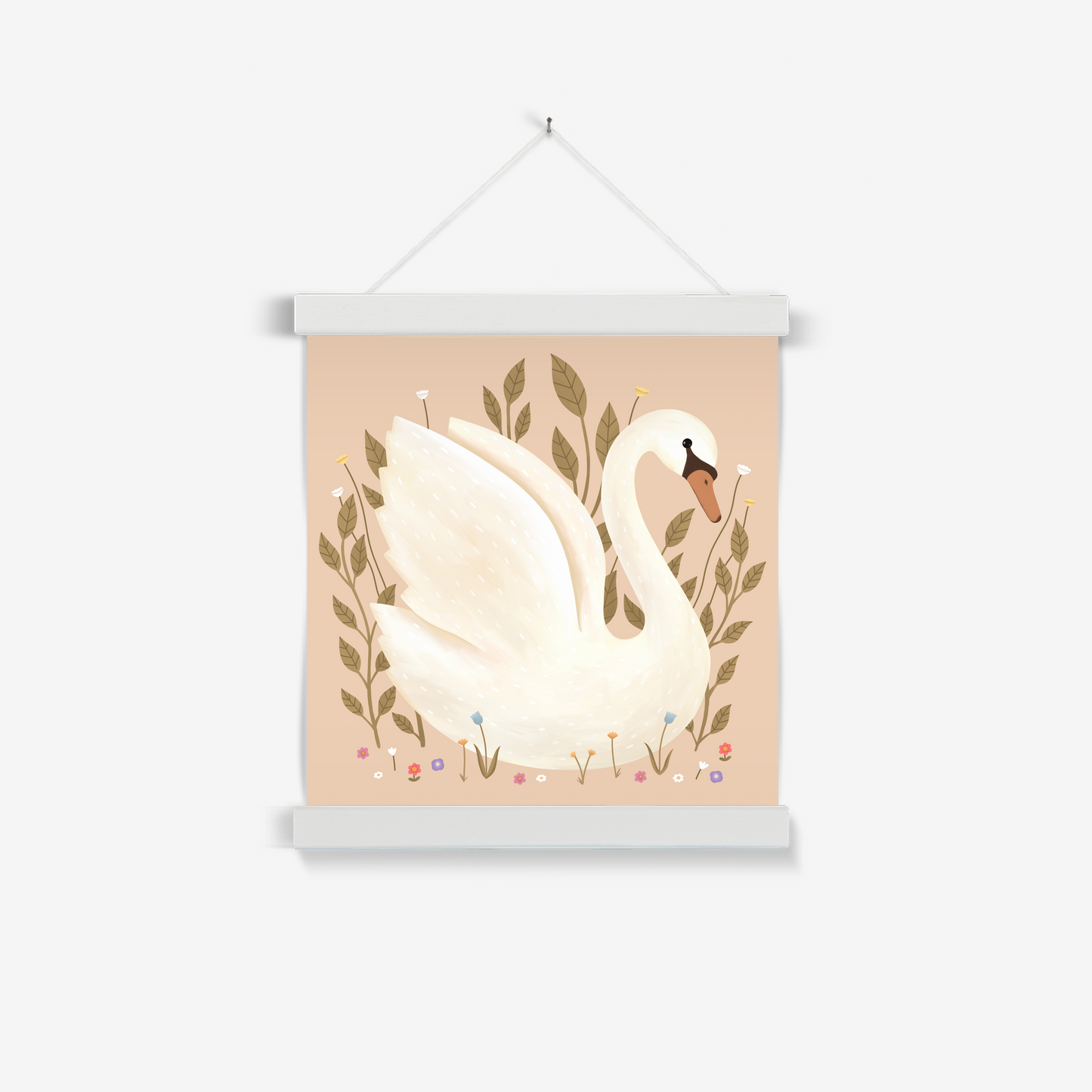 Swan in peach / Print with Hanger