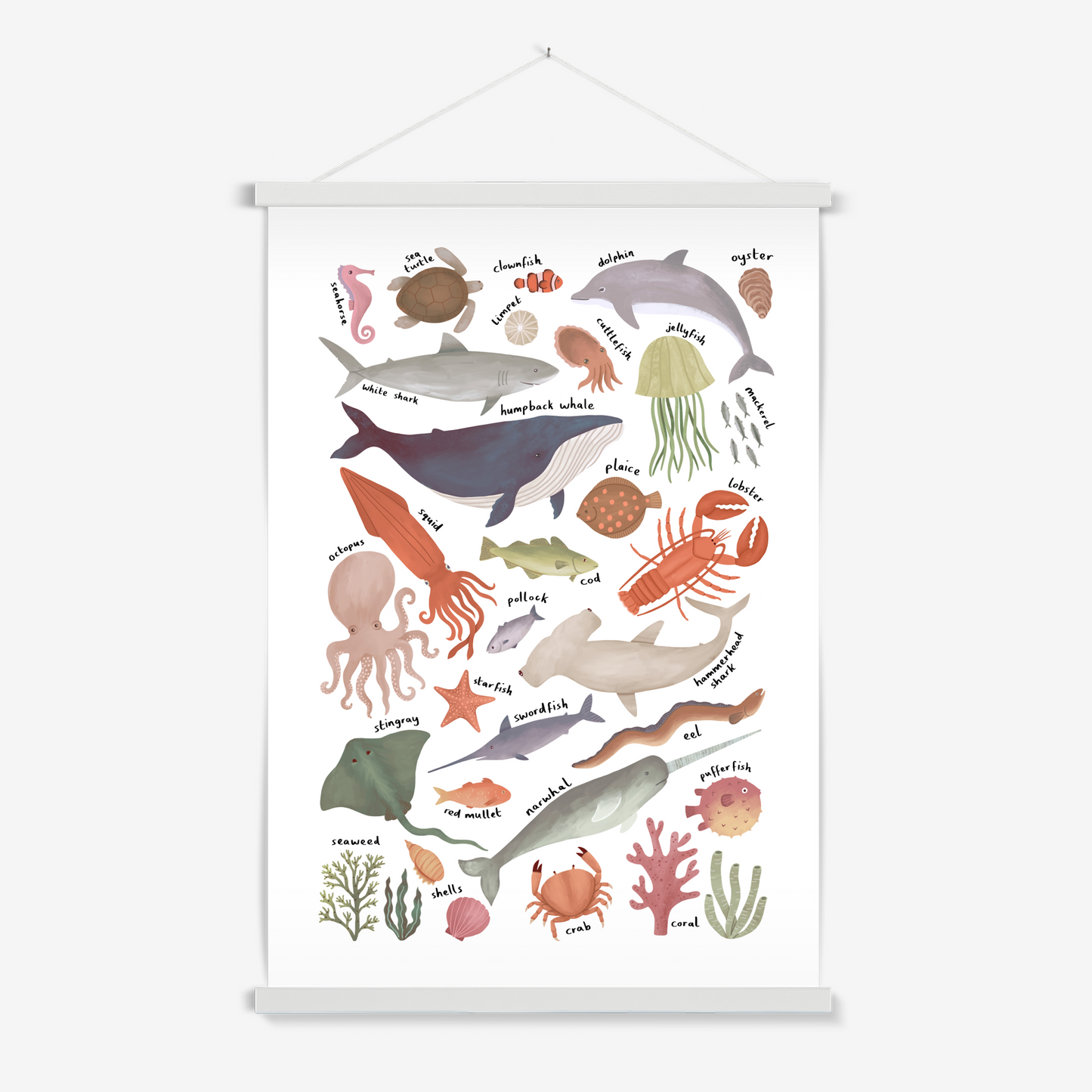 Ocean Life chart / Print with Hanger
