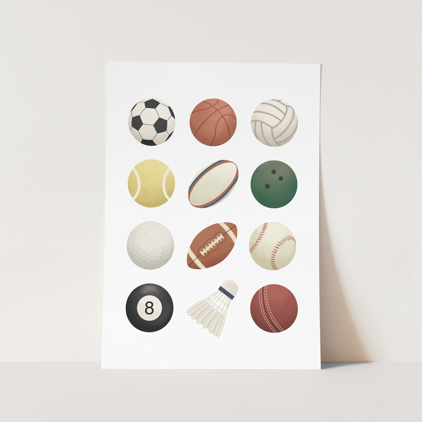Sports balls in white / Fine Art Print