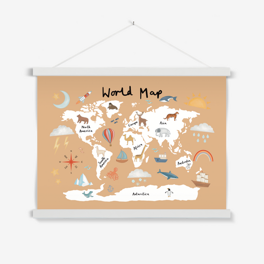 World Map in sand / Print with Hanger