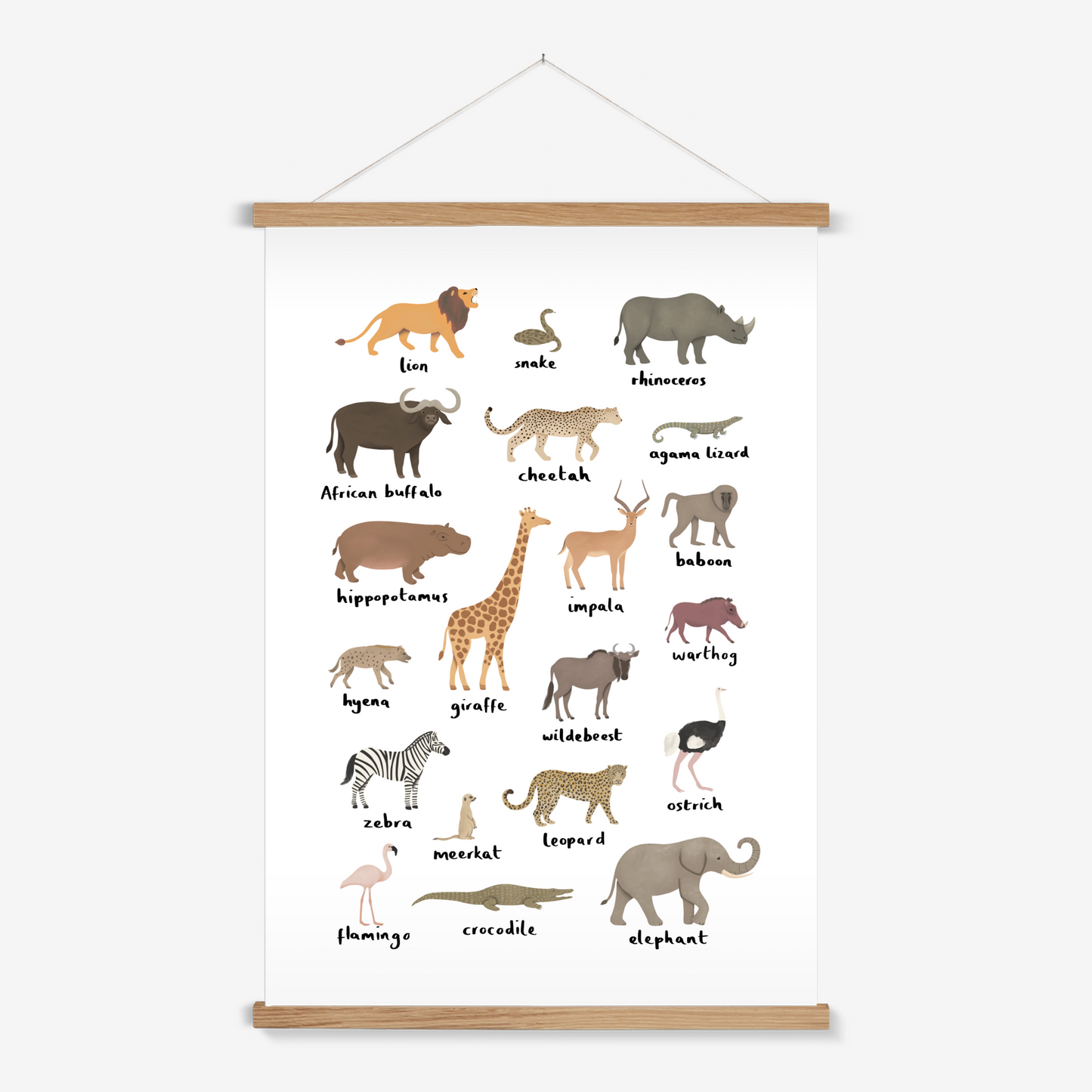 Safari animal chart / Print with Hanger