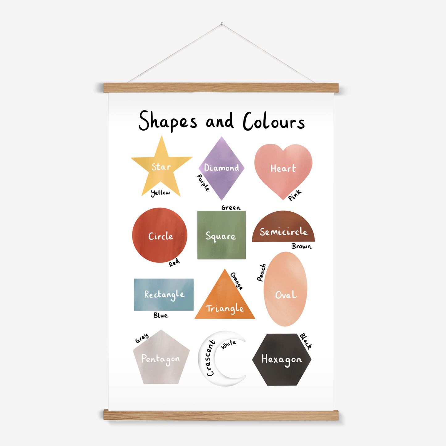 Shapes and Colours in white / Print with Hanger