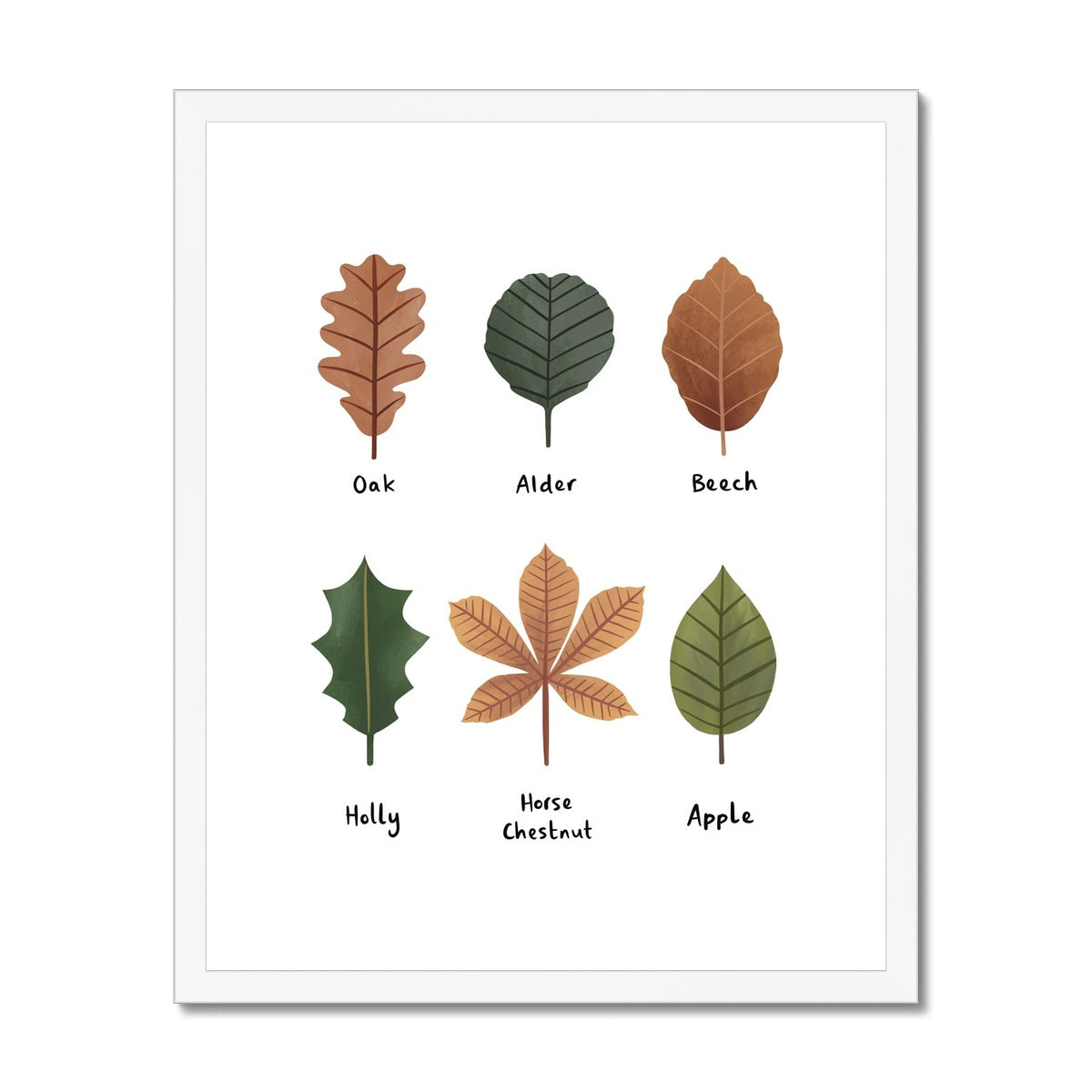 Leaves in white / Framed Print