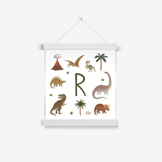 Personalised Dinosaur in white / Print with Hanger
