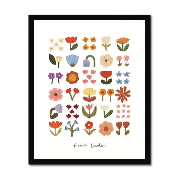Flower Garden in white / Framed Print