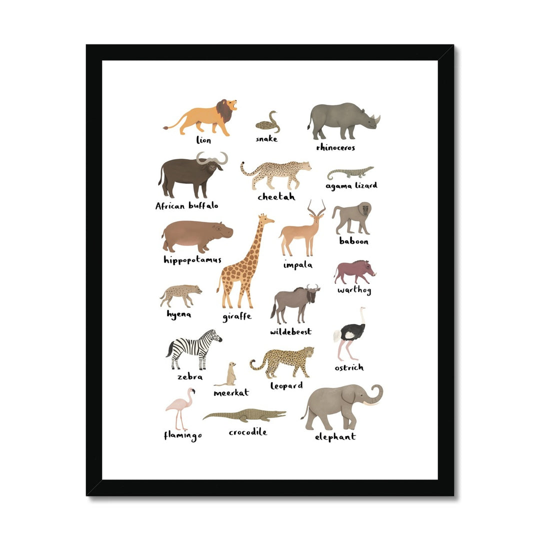 Safari animal chart / Framed Print