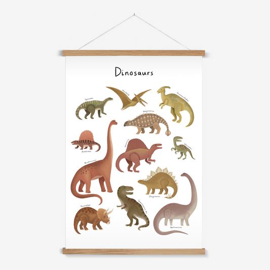 Dinosaur Chart in white / Print with Hanger